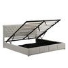 Upholstered Bed 6 FT Super King Ottoman Bed Grey Fabric Bed Frame With Storage