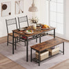 Dining Table Set for 4,Rectangular Table with Upholstered Chairs& Storage Benche