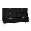 Sideboard Black Wooden Chest of Drawers 6 Drawer Storage for Bedroom Living Room