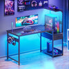 Coleshome 120×48 cm Gaming Desk with LED Lights Reversible Computer Desk with