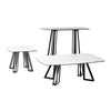 Side Table White Ceramic Glass Top Black Geometric Metal Frame Bedside End Table