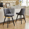 2 pack Swivel Bar Stools 26 inch Linen Counter Chairs Tufted Back Wood Legs