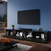200cm Black Floating TV Cabinet Stand Unit High Gloss Storage Door Wall Mounted