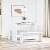Dining Table Bench Set 3pc 4 Seater Rectangular Kitchen Dining White Wood Modern