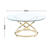 90cm Round Tempered Glass Coffee Table with Gold Chrome Leg for Living Room