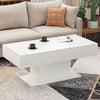 White LED Coffee Table High Gloss Cocktail Table Modern Living Room Rectangle