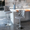Velvet Swivel Bar Stools Set of 2 Swivel Kitchen Barstools Bar Chairs Grey Black