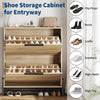 Shoe Storage Cabinet w/2 Flip Drawers,Freestanding Shoe Organiser,Natural/White