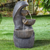 Solar Water Feature Indoor Outdoor Polyresin Garden Fountain w/ LED Lights Decor