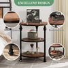 Round Side Table with Charging Station 3-Tiers Wooden Sofa Table Bedside Table