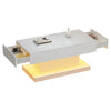 Coffee Table White High Gloss with App Controlled LED & Drawers for Living Room