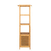 140cm Tall Bathroom Cabinet Freestanding Storage Unit w/ 3 Shelves Slim Cupboard