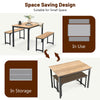 3-Piece Dining Table Set Industrial Breakfast Kitchen Table Set with 2 Benches