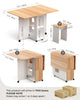 Mondeer 3-in-1 Folding Dining Table and 4 Chairs Set w/ Storage Shelf Drop Leaf