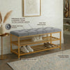 2-Tier Velvet Top Bamboo Gold Metal Shoe Rack Stand Shoe Storage Shelf Hallway