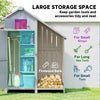 Garden Outdoor Wooden Tool Storage Shed With 3 Shelves, Firewood Rack, Grey