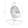 Grey Hanging Rattan Egg Chair w/ Cushion & Steel Stand - Outdoor & Indoor Use