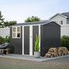 Garden Shed With Window Doors Outdoor Steel Apex Roof Tool Foundation