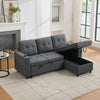 Sofa Bed Pull Out Sectional Couch Bed Convertible Settee with Storage, Grey