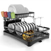 2 Tier Dish Drainer Rack Cutlery Holder Plate Rack with Drip Tray Oldjufxesxfgzd