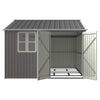 Garden Shed 10x10FT Steel Apex Tool Equipment Organize W/Window Door Grey