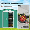 9 x 6FT Galvanised Garden Storage Shed with Sliding Door, Green