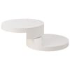LED Coffee Table w/ Rotating Top, White, 70x70x35.5cm for Living Room, Office