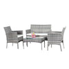 Garden Rattan Furniture 4 Piece Set Table Chairs Sofa Wicker Outdoor Patio Set