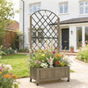 Outsunny Garden Bed w/Metal Trellis, Wooden Elevated Planter Box Carbonised