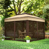 3 x 3(m) Pop Up Gazebo Tent with Netting, Height Adjustable, Beige