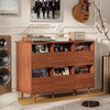 6-Drawer Large Storage Vinyl Record Player Stand Media Console Table Cabinet UK