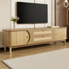 TV Stand Cabinet 170 cm TV Unit With Solid Wood Slide Doors and Rattan Drawers
