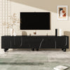 Modern TV Cabinet 180cm Black with 4 Doors, 2 Storage Drawers & Solid Wood Legs