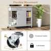 Mobile Kitchen Island Cart Rolling Kitchen Island w/ Rubber Wood Top (Grey)