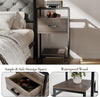 3-Tier Coffee Table w/ Tempered Glass Top Storage Drawer and Shelves Steel Frame