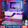 White 140CM TV Cabinet with LED Lights Entertainment Centre TV Stand Media Xfyfq