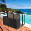 Outdoor Pool Float Storage Box with Wheels, PE Rattan Organizer for Patio & Pool