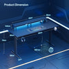 Gaming Desk with LED Lights & Power Outlet, Computer Desk with Monitor Stand