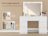 WOLTU Dressing Table w/ Led Lights Mirror 7 Drawers Multi-Socket Makeup Desk