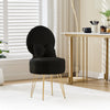 Black Dressing Table Chair with Storage, Vanity Stool with Foldable Backrest