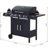 Outdoor Gas BBQ Grill 4+1 Burner Garden Barbecue Cooker Trolley Side Shelves