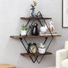 Wall Mounted Floating Shelves Wood Partition Storage Geometric Open Wall Rack UK