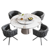 4PCS SWIVEL VELVET DINING CHAIRS ROTATABLE METAL LEGS KITCHEN CHAIRS MODERN GREY