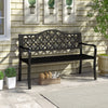 128CM Patio Bench Slatted Metal Garden Bench for 2-3 People Black