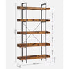 5-Tier Rustic Industrial Wooden Metal Frame Storage Rack Bookshelf Shelving Unit