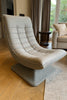 Fabric Relax Armchair 360° Recliner Accent Chair Cream Upholstered Lounge Seat