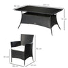 6 Seater Rattan Dining Set with Cushions, Garden Furniture Set, Black