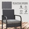 Rattan Garden Bistro Set, 3 Piece Rattan Garden Furniture with Cushions, Black