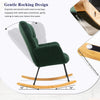Nursing Rocking Chair Green Teddy Fabric Glider for Nursery Living Room