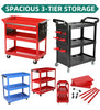 Upgraded Tool Storage Heavy Duty Garage Trolley Workshop 3 Tier Wheel Cart Shelf